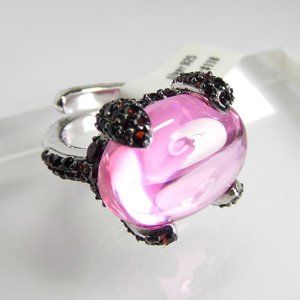 Pink & red stones Sterling SILVER Ring size 7